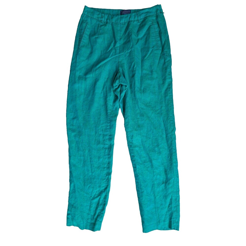 J. McLaughlin Women's Size 6 Teal Blue 100% Cotton Lined Pants Made In USA